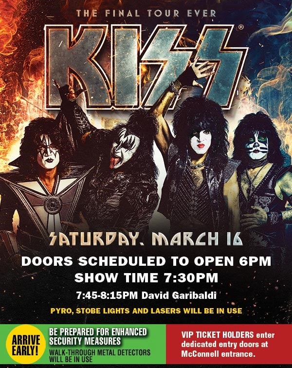 kiss doors scheduled for 6pm